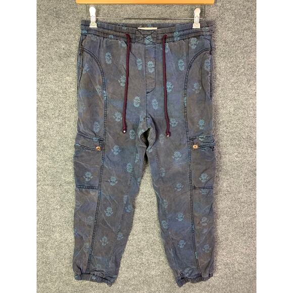 Anthropologie Cargo Jogger‎ Pants Sz Small Floral Print Drawstring Waist - Picture 1 of 9